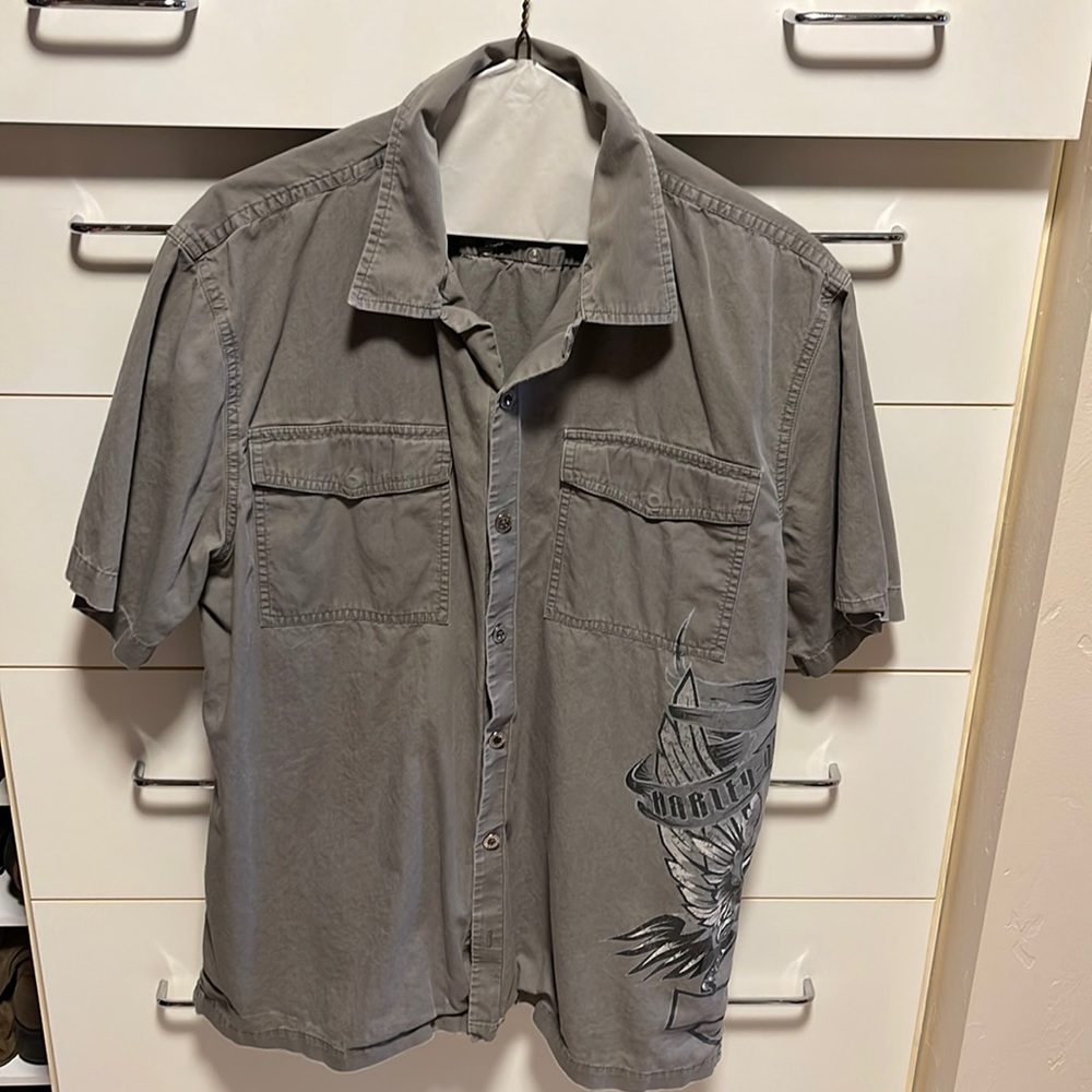 Harley Davidson short sleeve shirt.